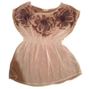 Floral Sheer Sleeveless Top Gray & Pink